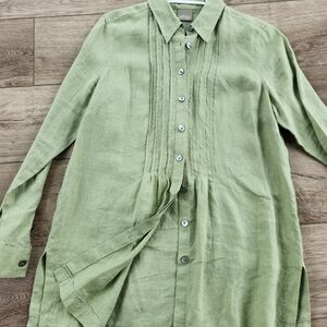 POETRY Linen Long Sleeve Shirt. Mint Color.
